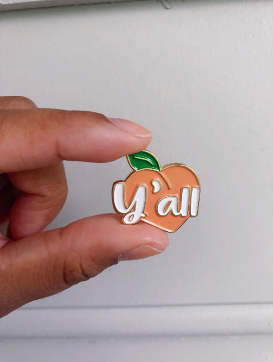 Y'all Peach Enamel Pin by Destinee Creates Stuff