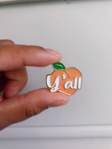 Y'all Peach Enamel Pin by Destinee Creates Stuff