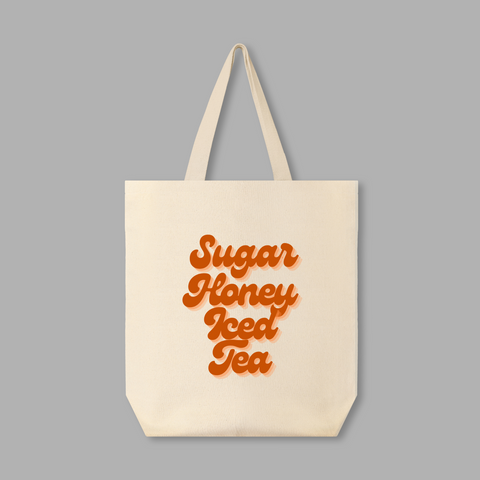 Canvas Tote Bag– 100% Cotton, Eco-Friendly - Sugar Honey Iced Tea Market Bag - Artist Designed by Kindred Paper, Wholesale, Retail Stockist